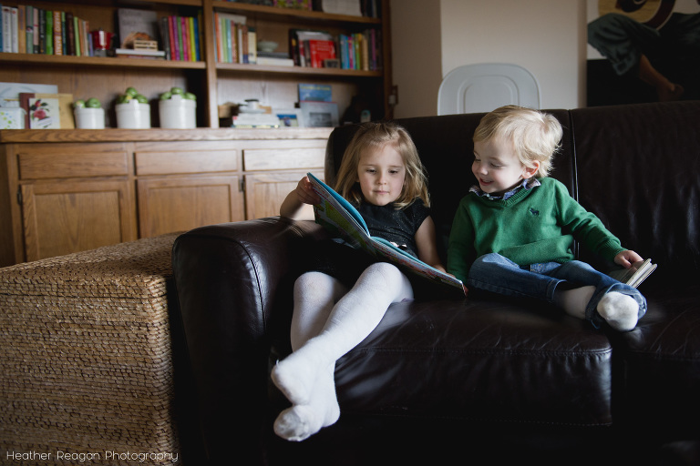 Reading at Home - Lake Oswego Family Photography