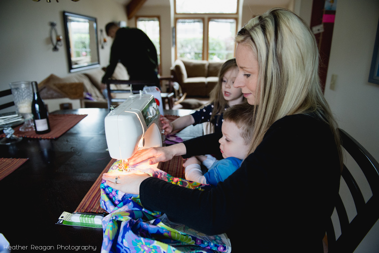 Sewing with mom - Portland in-home documentary photography