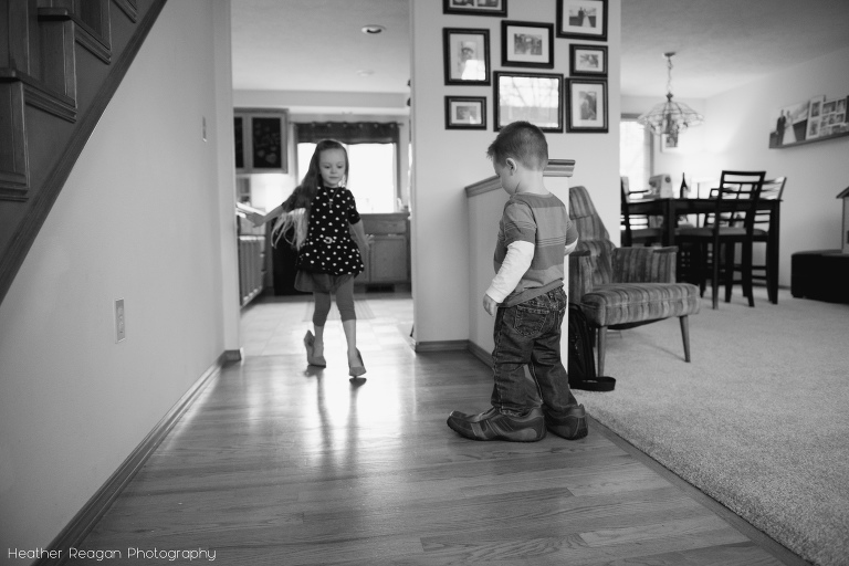 Walking in dad's shoes - Portland in-home family photographer