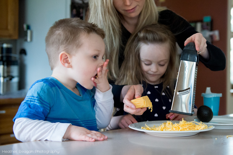 Sneaking a bite - Portland documentary family photography