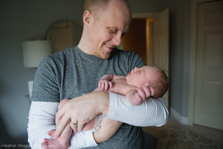 Dad & baby - documentary in-home newborn photography - Portland, OR