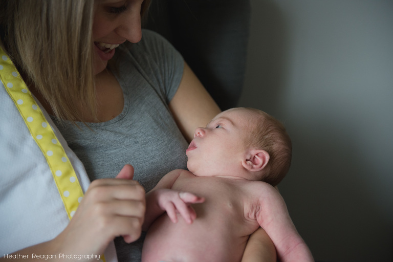 Newborn gazes - In-home newborn documentary session - Portland, OR