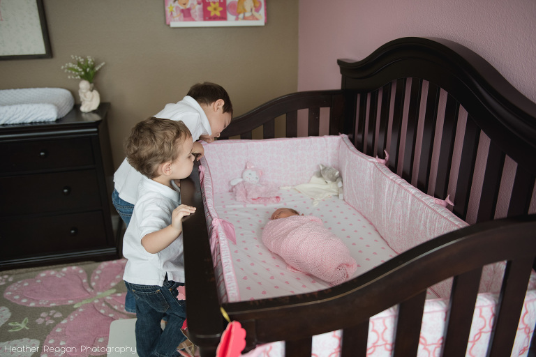 Checking Out Baby Sister | Portland documentary Newborn Photography