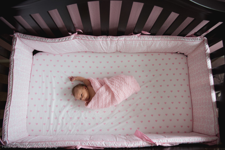 Baby Girl in Crib | Tigard In Home Newborn Photographer