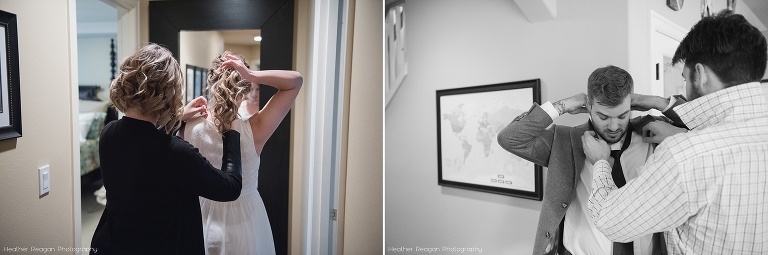 Bride and Groom getting ready | Portland, OR | Documentary Wedding Photographer