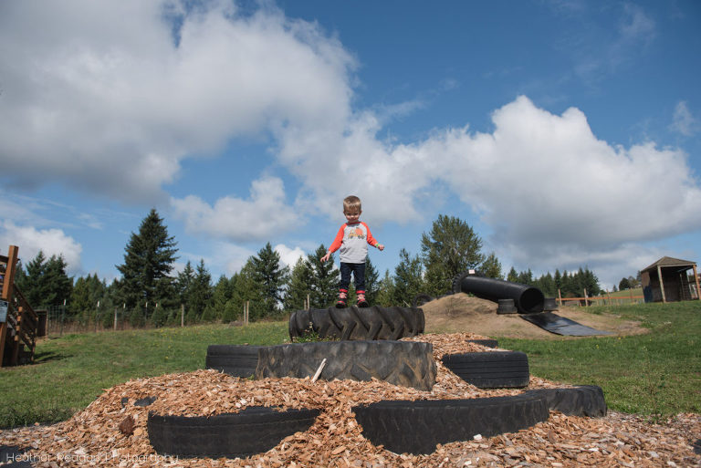 Plumper Pumpkin Patch - Climbing on the tires